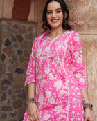 Ethnic Motifs Printed Sequined Pure Cotton Kurta with Trousers & Dupatta