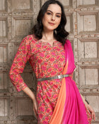 Orange Gotta Patti Straight Kurta Set – Cotton with Dupatta