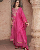 Bandhani Bloom Pink Printed Kurta Pant with Dupatta Set