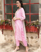 Rose Mirage Floral Printed Kurta Pant Dupatta Set