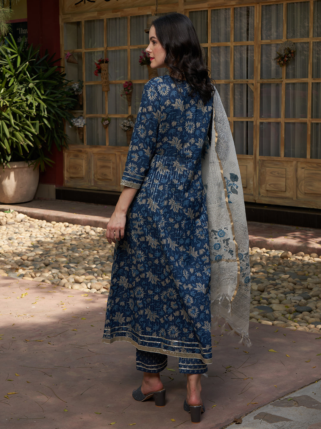 Blue Gotta Patti Cotton Kurta Set – Festive & Casual Wear