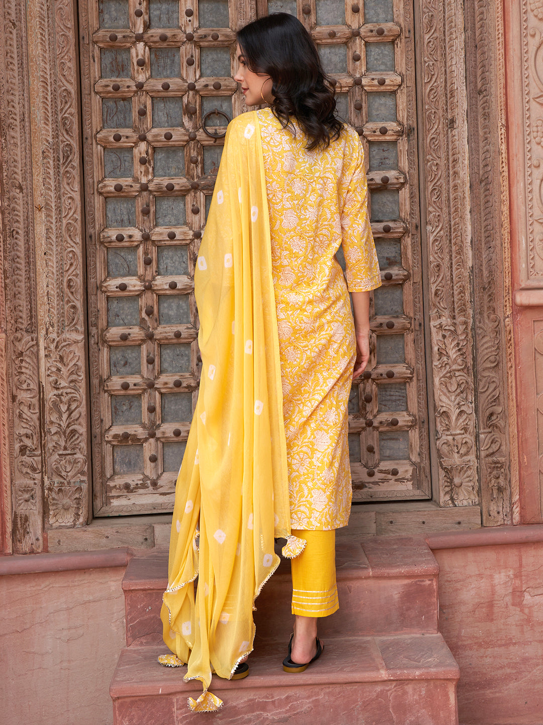 Sunshine Bloom  Floral Printed Kurta Pant with Dupatta Set Ethnic Wear for Women