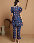Kavini Blue Printed Cotton Co-ord Set with Top & Trousers