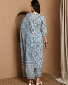 Heritage Hues Ethnic Motifs Printed Pure Cotton Straight Kurta & Trousers With Dupatta