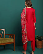 Scarlet Aura Embroidered Straight Kurta Pant with Dupatta Set