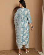 Blue Haven Premium Embroidered Kurta Trouser & Dupatta Set