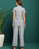 Zig Aura Chevron Printed Pure Cotton Shirt & Pyjama Co-Ord Set