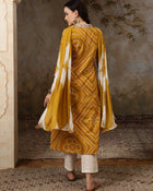 Sunehri Raag Bandhani Printed Pure Cotton Anarkali Kurta Set with Dupatta