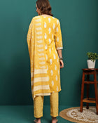 Amber Radiance Embroidered Pure Cotton Kurta Trouser With Dupatta