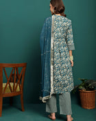 Marine Whisper Printed Cotton Kurta Set