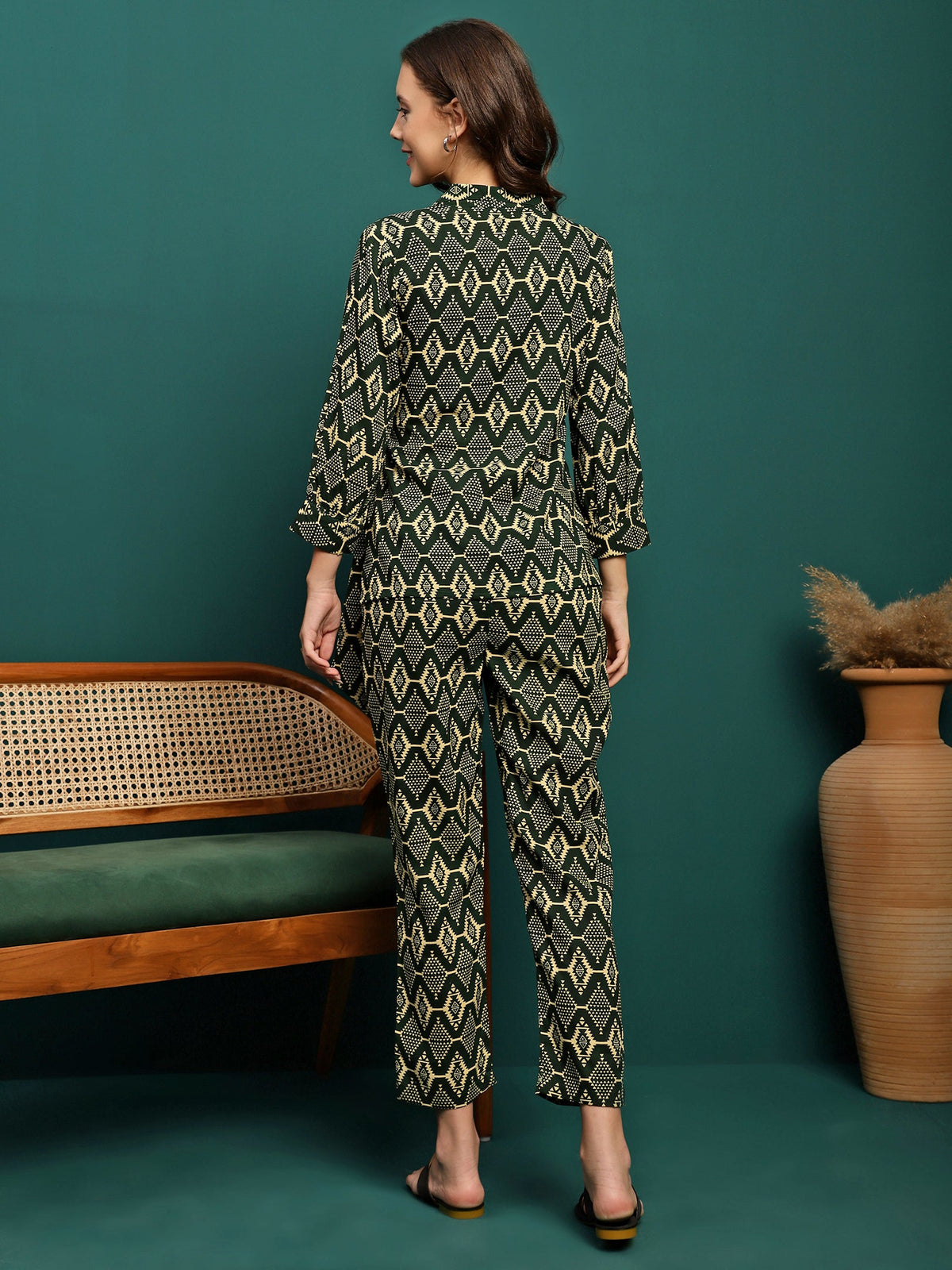 Forest Muse Printed Rayon Tunic & Trouser Co-Ord Set