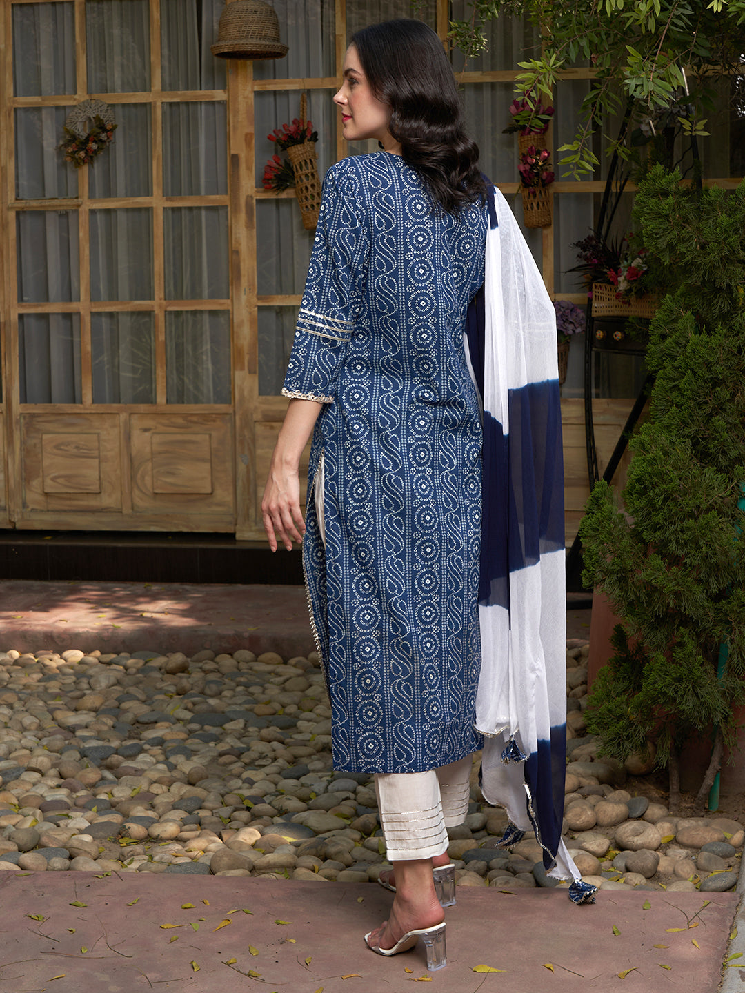 Sapphire Bloom Blue Cotton Printed Kurta Pant with Dupatta Set Ethnic Wear for Women