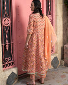 Peach Blossom Floral Printed Cotton Kurta Pant with Dupatta Set  Ethnic Wear for Women