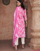 Ethnic Motifs Printed Sequined Pure Cotton Kurta with Trousers & Dupatta