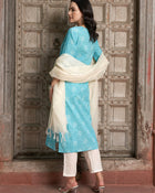Turquoise Tranquil Cotton Printed Kurta Pant with Dupatta Set  Ethnic Wear for Women