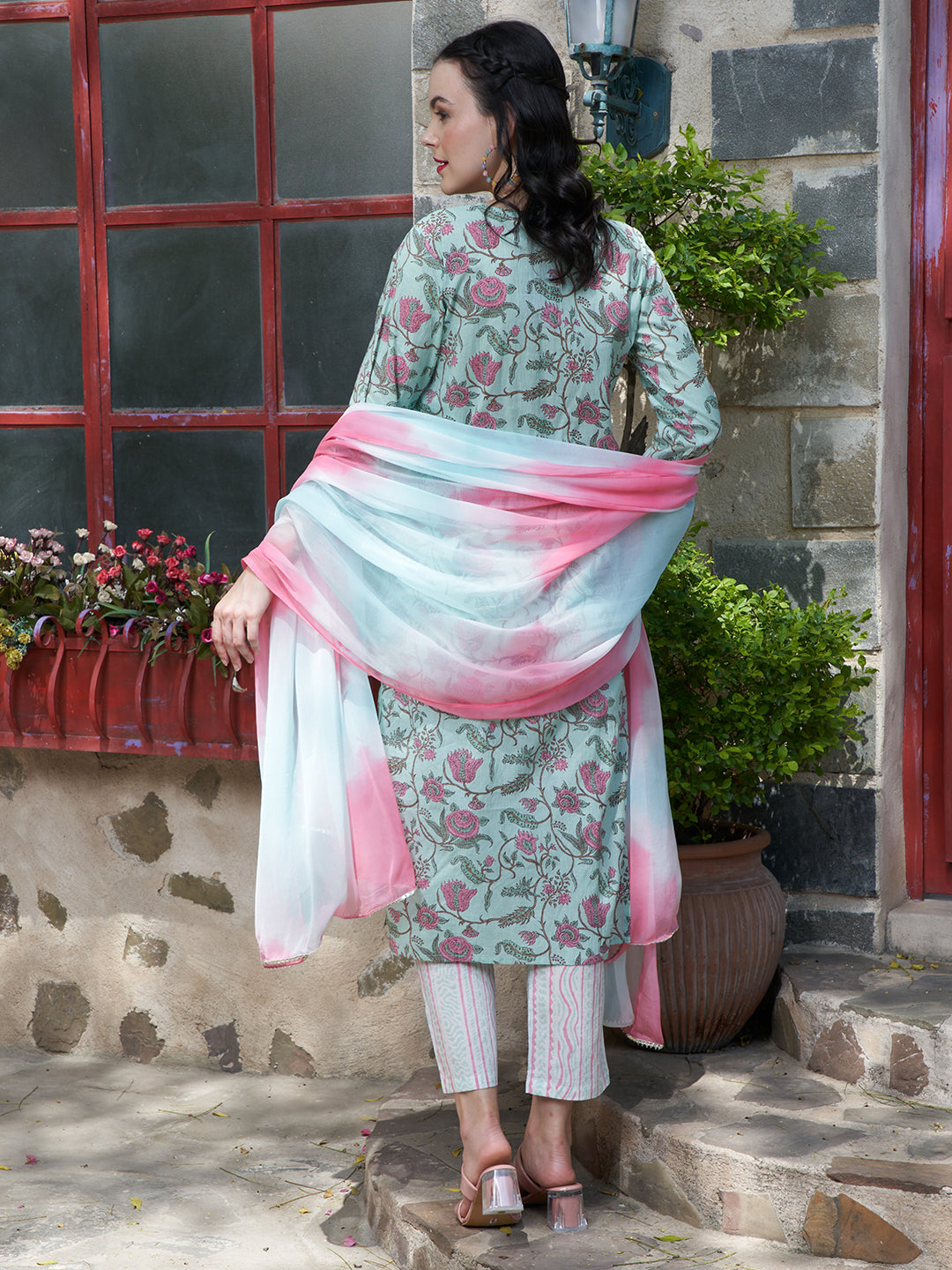 Teal Whisper Cotton Printed Kurta Pant with Dupatta Set  Ethnic Wear for Women