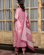 Ethnic Motifs Printed Pure Cotton Kurta with Trousers & Dupatta