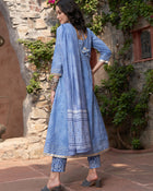 Indigo Drape Bandhej Printed Kurta Pant Dupatta Set