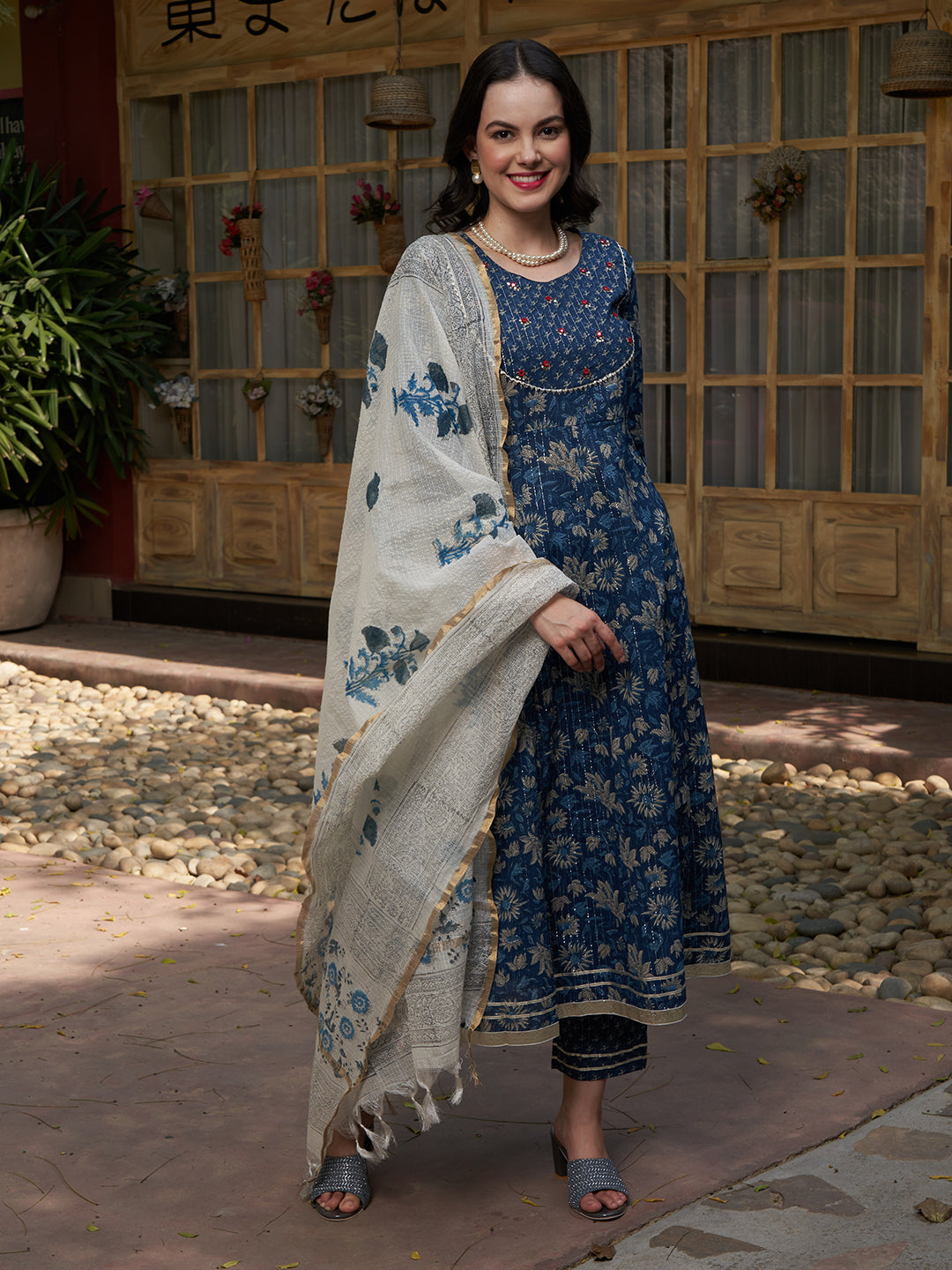 Blue Gotta Patti Cotton Kurta Set – Festive & Casual Wear
