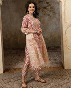 Amaira Floral Printed Straight Pure Cotton Kurta Set with Trousers & Dupatta - aunlabel