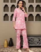 Nivara Floral Printed Cotton Tunic & Trousers Co-ord Set