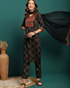 Petal Path Printed Straight Kurta With Trouser & Dupatta Set