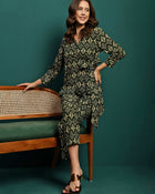 Forest Muse Printed Rayon Tunic & Trouser Co-Ord Set