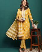 Amber Radiance Embroidered Pure Cotton Kurta Trouser With Dupatta