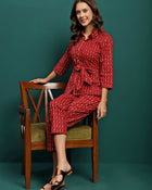 Auburn Whisper Printed Pure Cotton Tunic & Trousers Co-Ord Set