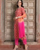 Orange Gotta Patti Straight Kurta Set – Cotton with Dupatta