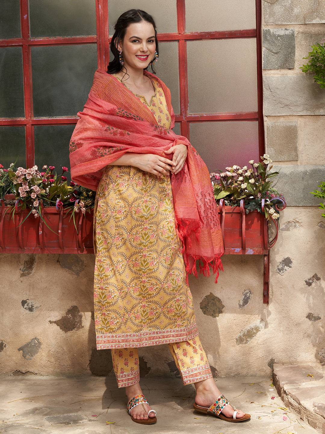 Marigold Muse Floral Printed Kurta Pant with Dupatta Set  Ethnic Wear for Women