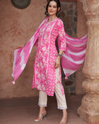Ethnic Motifs Printed Sequined Pure Cotton Kurta with Trousers & Dupatta