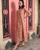 Peach Blossom Floral Printed Cotton Kurta Pant with Dupatta Set  Ethnic Wear for Women