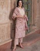 Bloom Reverie Floral Printed Kurta Pant Dupatta Set