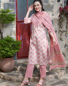 Ethnic Motifs Printed Gotta Patti Pure Cotton Kurta & Trouser With Dupatta