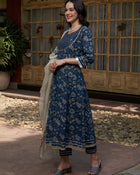 Blue Gotta Patti Cotton Kurta Set – Festive & Casual Wear