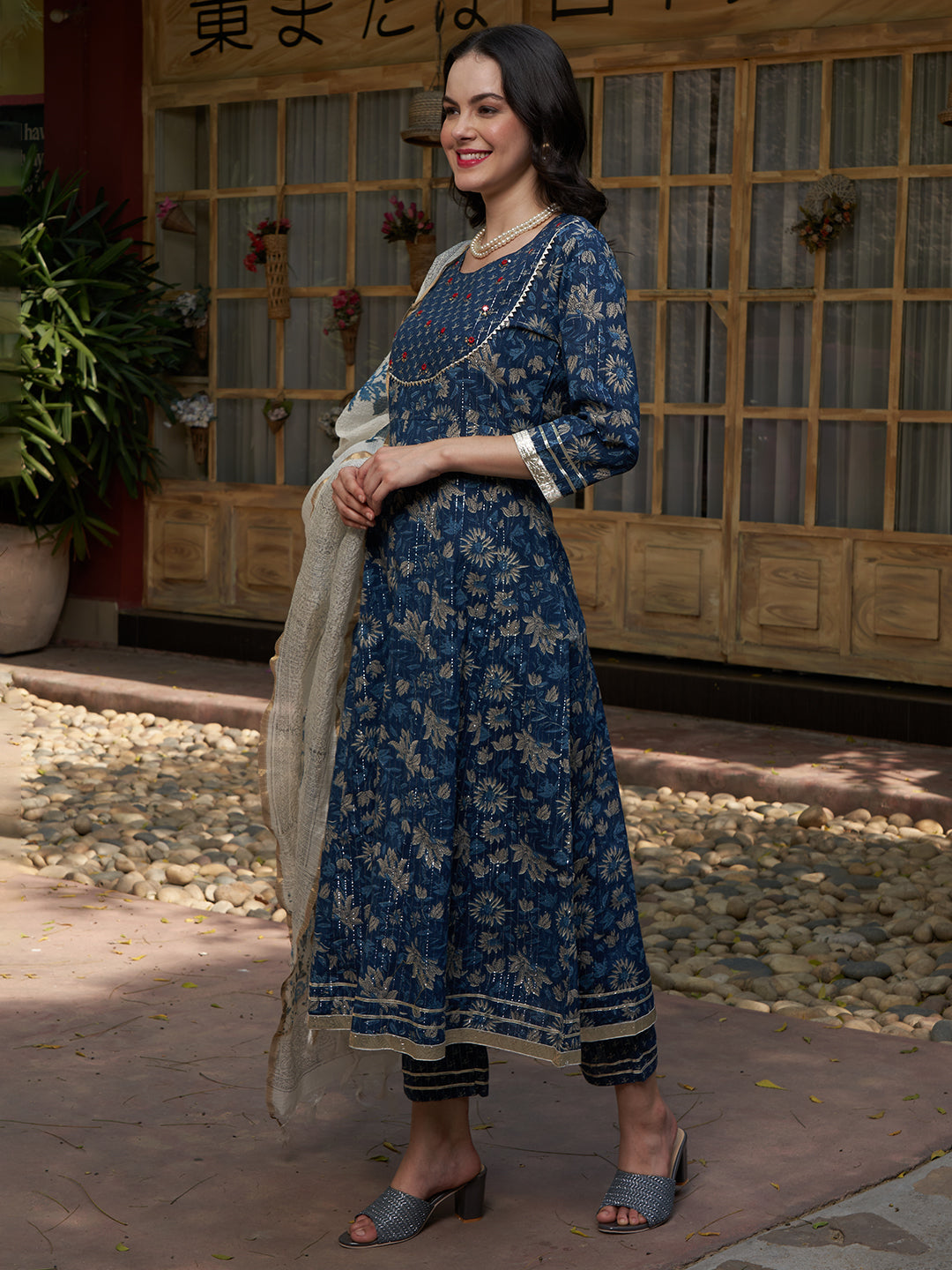 Blue Gotta Patti Cotton Kurta Set – Festive & Casual Wear