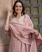 Bloom Reverie Floral Printed Kurta Pant Dupatta Set
