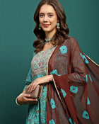 Blue Mirage Printed Cotton Kurta Set