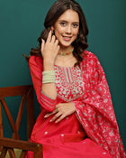 Roselle Grace Embroidered Silk Kurta Pant Dupatta Set