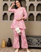 Nivara Floral Printed Cotton Tunic & Trousers Co-ord Set