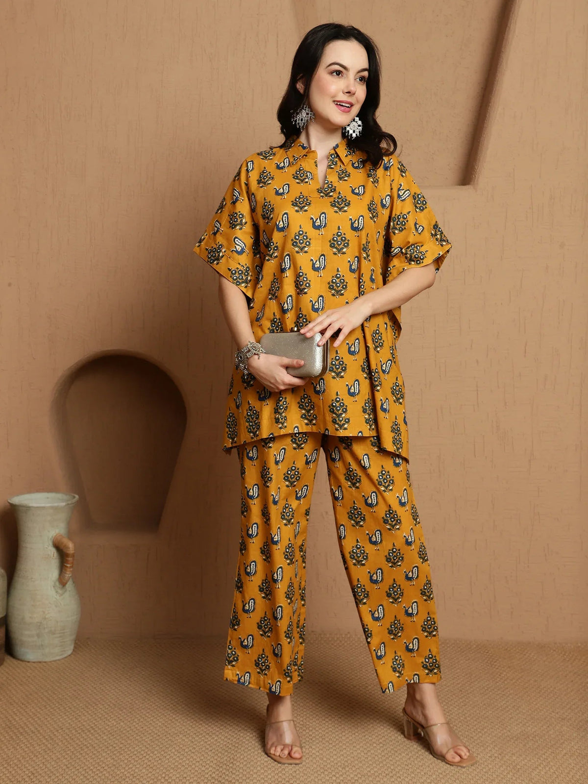 Abstract Printed Pure Cotton Tunic & Trousers Co-ord Set - aunlabel