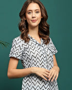 Zig Aura Chevron Printed Pure Cotton Shirt & Pyjama Co-Ord Set