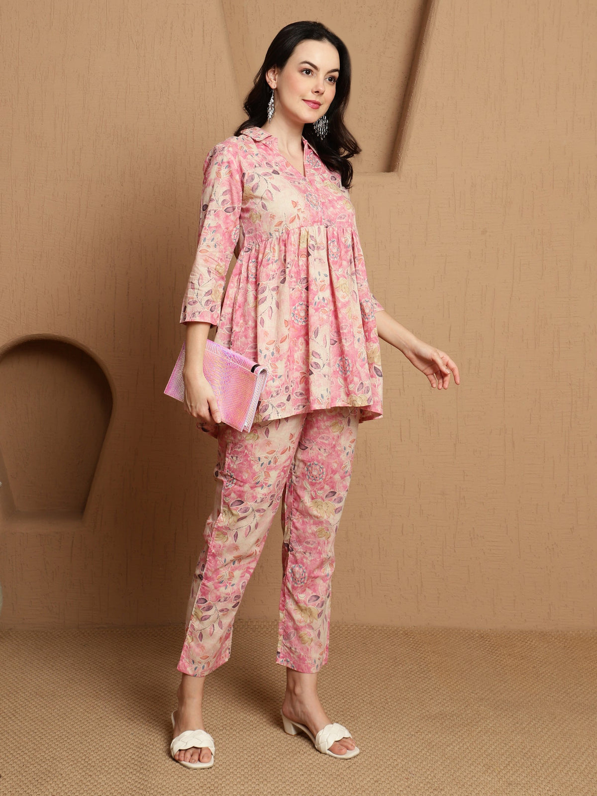 Pink Serenade Cotton Shirt & Trouser Co-Ord Set