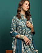 Marine Whisper Printed Cotton Kurta Set