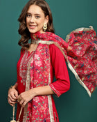 Scarlet Aura Embroidered Straight Kurta Pant with Dupatta Set