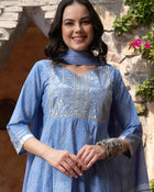 Indigo Drape Bandhej Printed Kurta Pant Dupatta Set