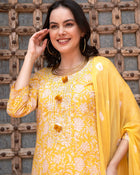 Sunshine Bloom  Floral Printed Kurta Pant with Dupatta Set Ethnic Wear for Women
