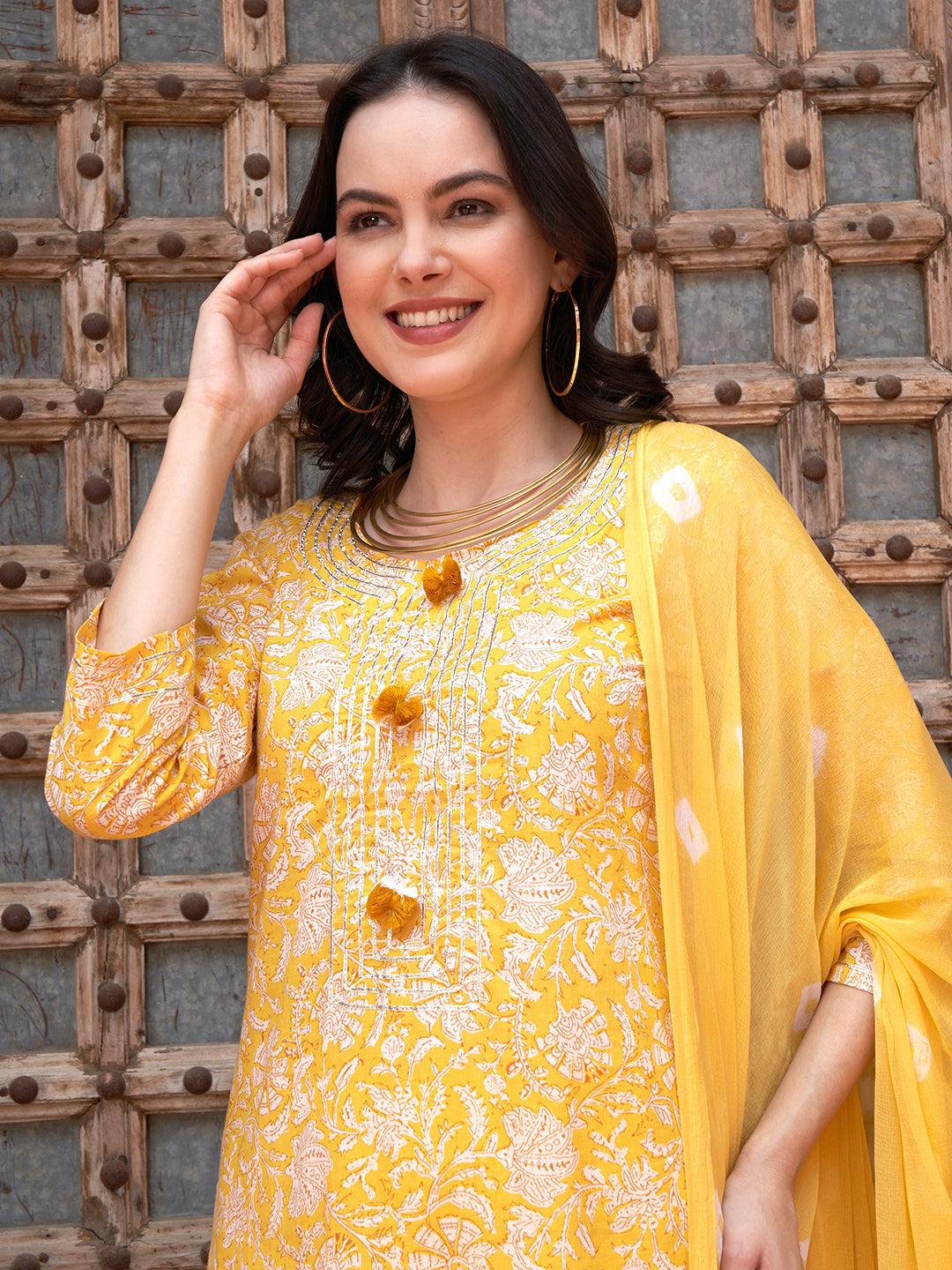 Sunshine Bloom  Floral Printed Kurta Pant with Dupatta Set Ethnic Wear for Women