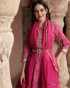 Bandhani Bloom Pink Printed Kurta Pant with Dupatta Set